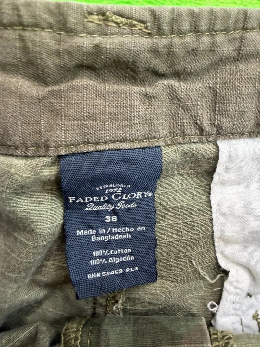 Faded Glory Camo Cargo Shorts Mens Sz 36 Ripstop Utility